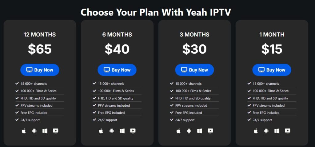 Yeah IPTV pricing
